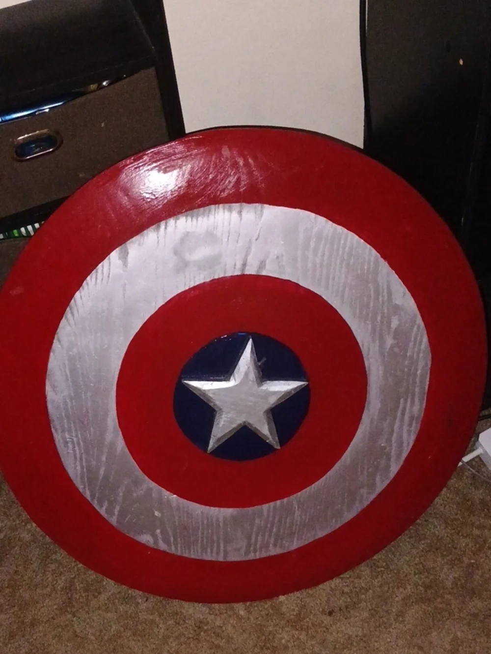 Handmade Captain America Style Shield - Red, Silver, Blue